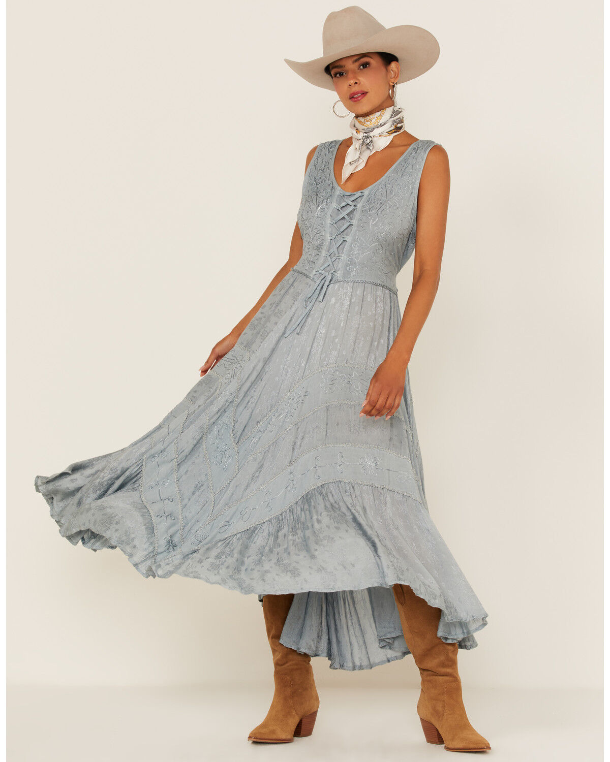 Women's Scully Lace-Up Jacquard Midi Dress
