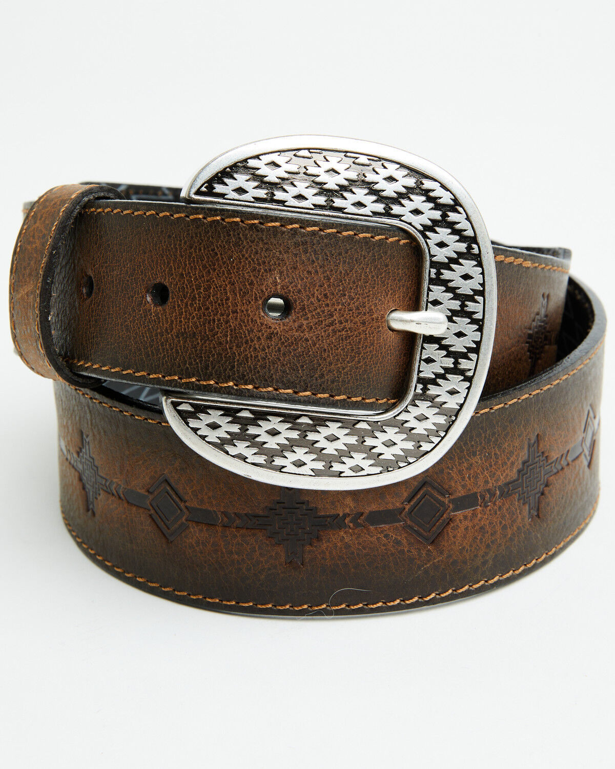 Men's Red Dirt Hat Southwestern Print Leather Belt