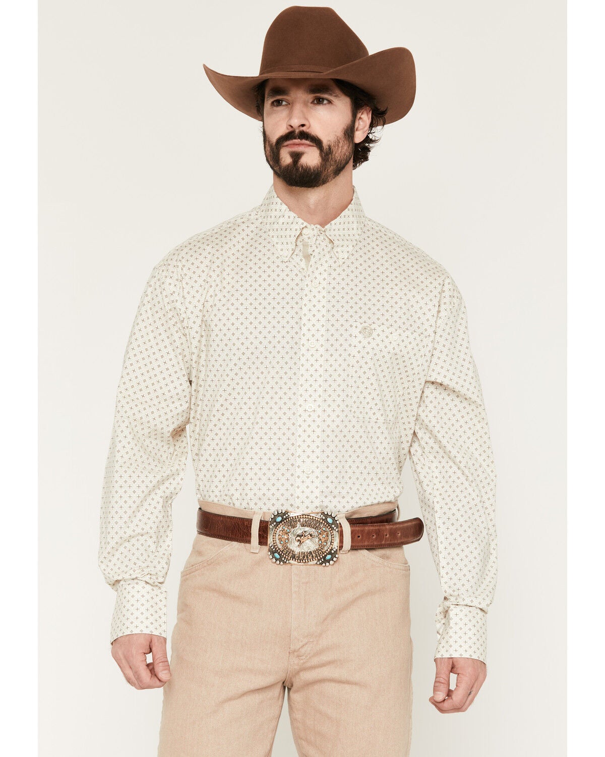Men's Wrangler George Strait by Geo Print Long Sleeve Button-Down Stre