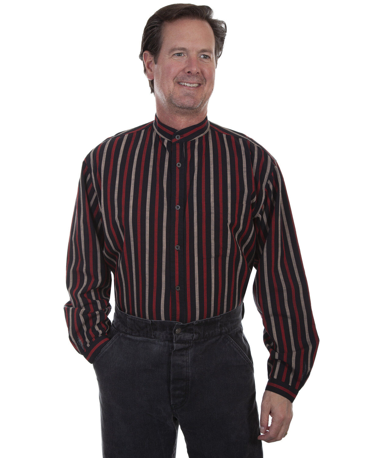 Men's Scully Rangewear by Black Stripe Long Sleeve Western Shirt