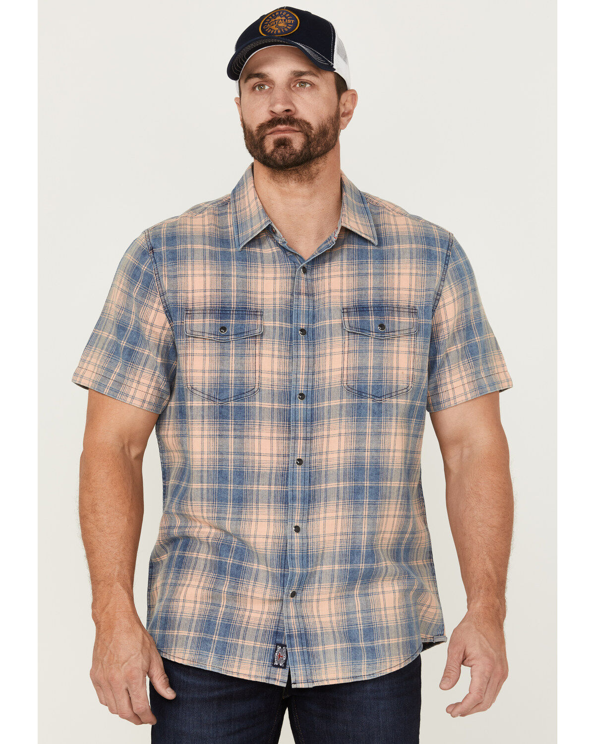 Men's Flag & Anthem Desert Son Griffin Vintage Large Plaid Short Sleev
