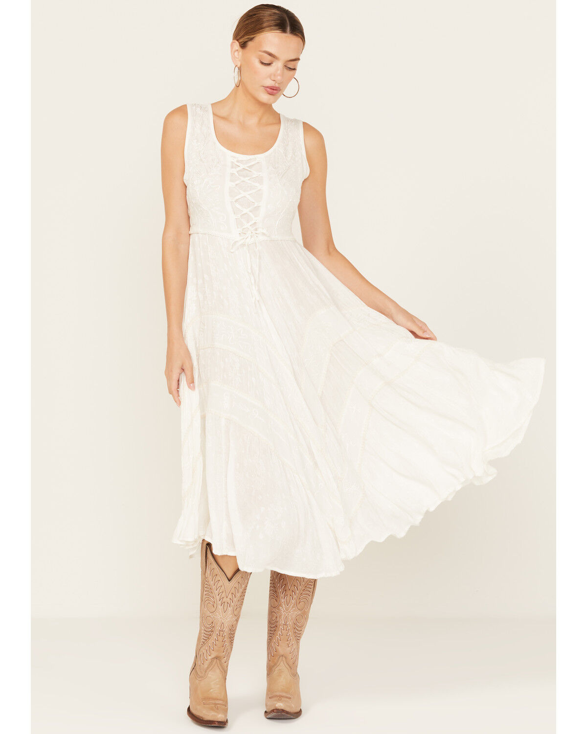 Women's Scully Lace-Up Jacquard Midi Dress