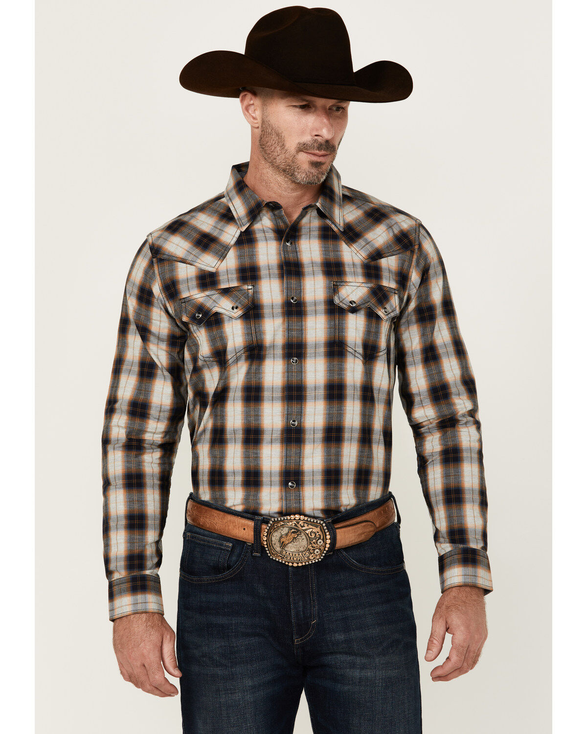 Men's Cody James Desert Nights Plaid Print Long Sleeve Snap Western Sh