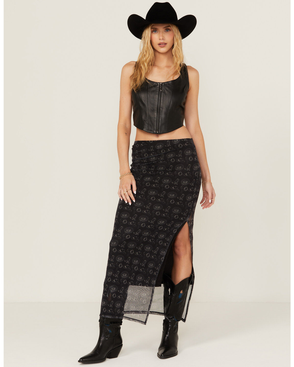 Women's Rock & Roll Denim Conversation Print Skirt