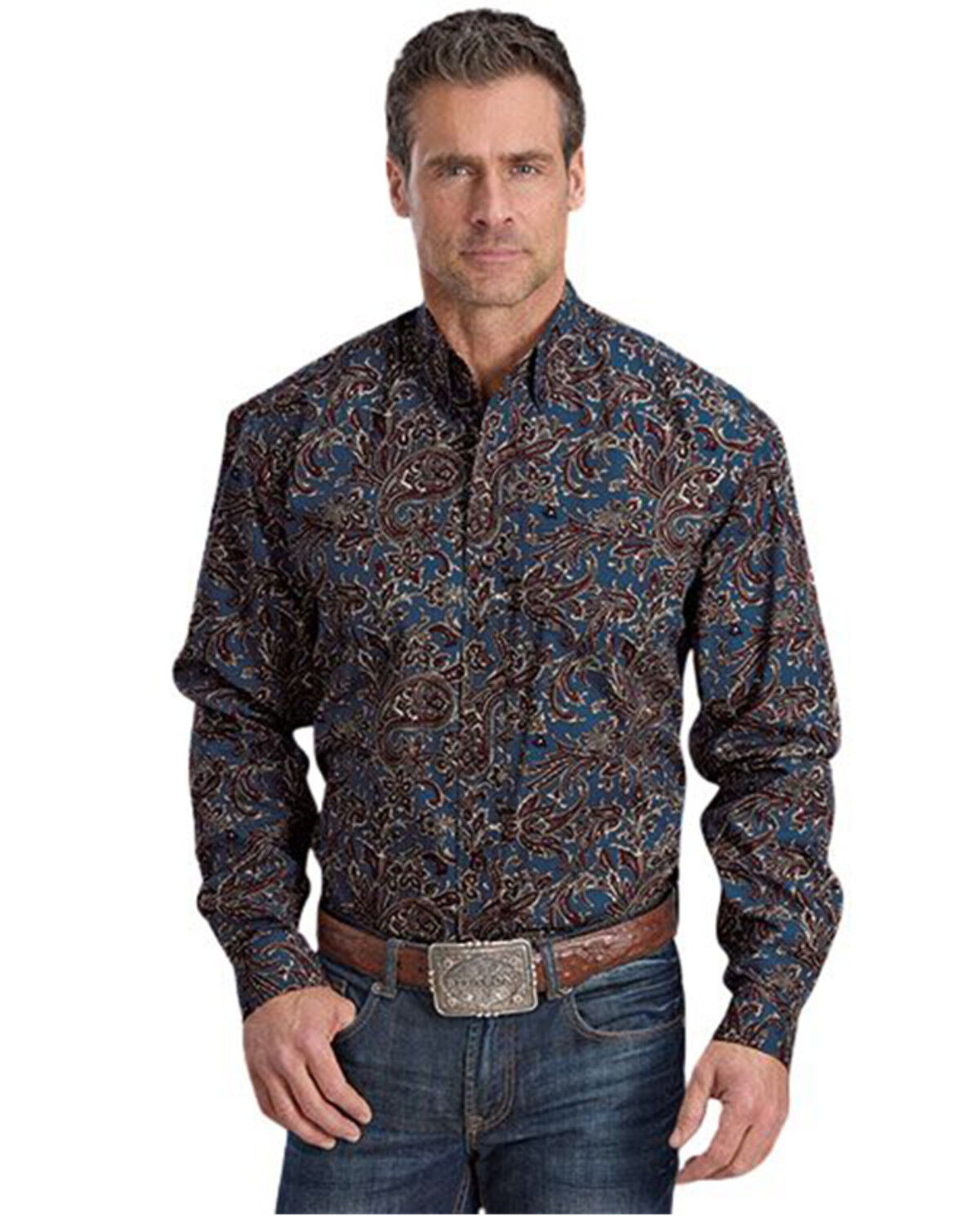 Men's Stetson Paisley Print Long Sleeve Button-Down Western Shirt