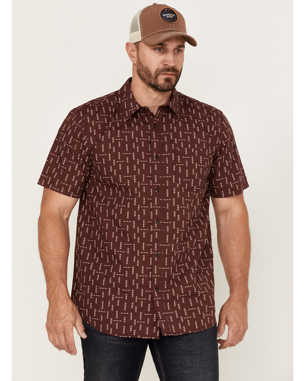 Men's Gibson Tribal Meeting Geo Print Short Sleeve Button Down Western