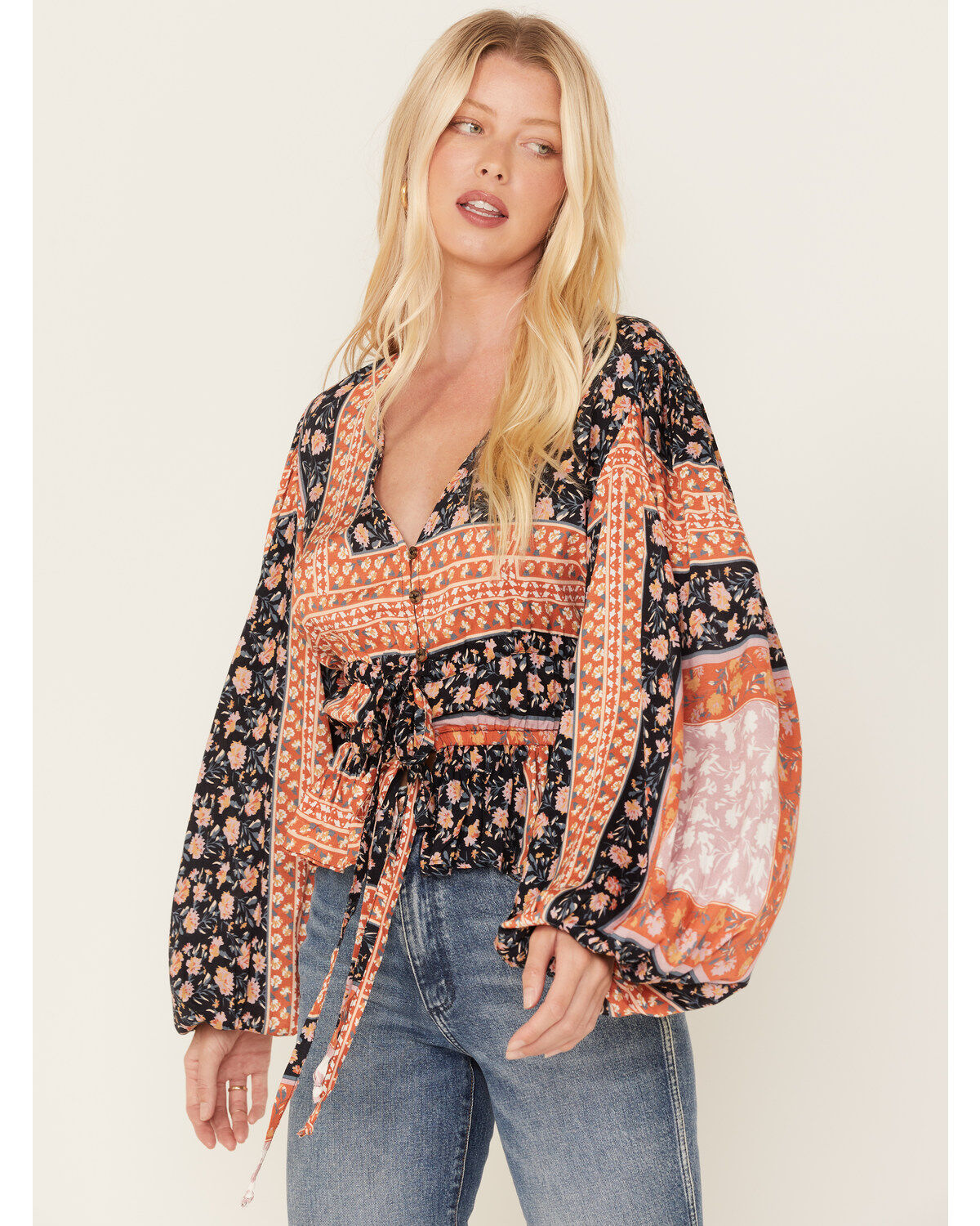 Women's Jen's Pirate Booty Roma Floral Patchwork Print Top