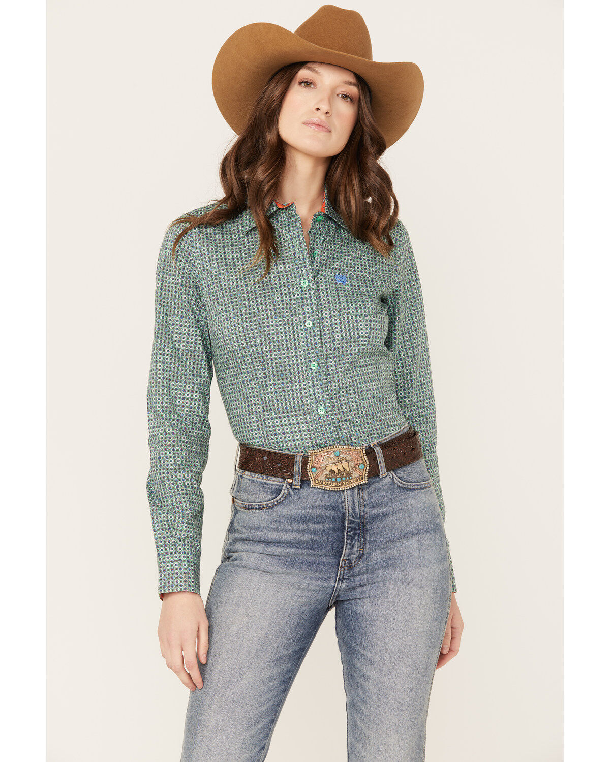 Women's Cinch Geo Print Long Sleeve Button Down Western Shirt