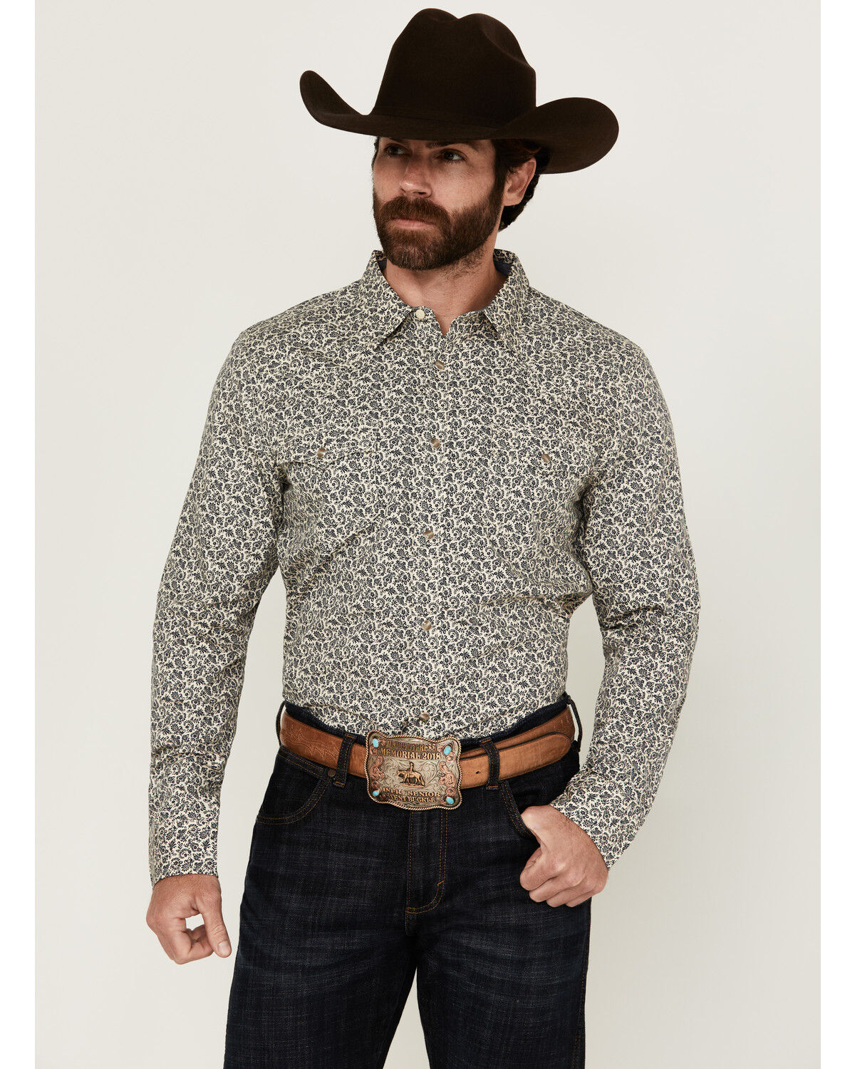 Men's Cody James Hunter Paisley Print Long Sleeve Snap Western Shirt