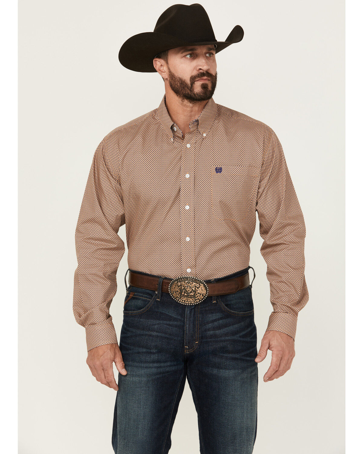 Men's Cinch Geo Print Long Sleeve Button-Down Western Shirt