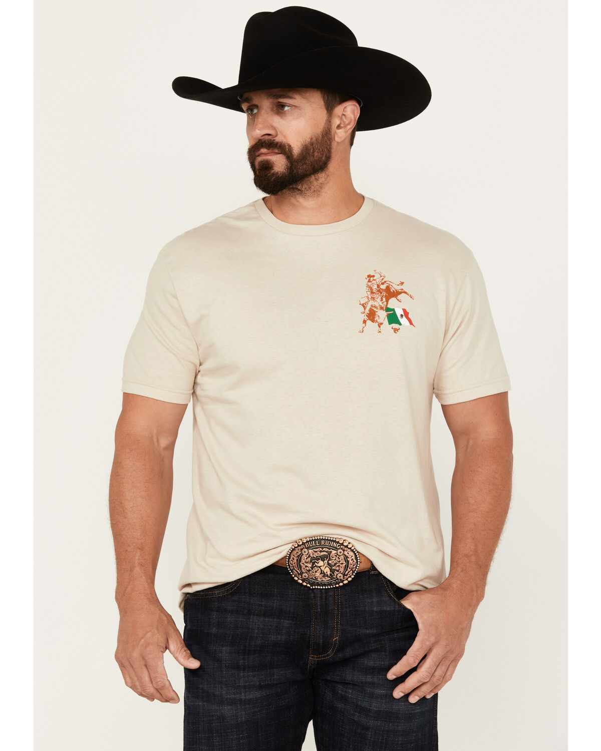 Men's Cowboy Hardware Mexico Flag Short Sleeve Graphic T-Shirt