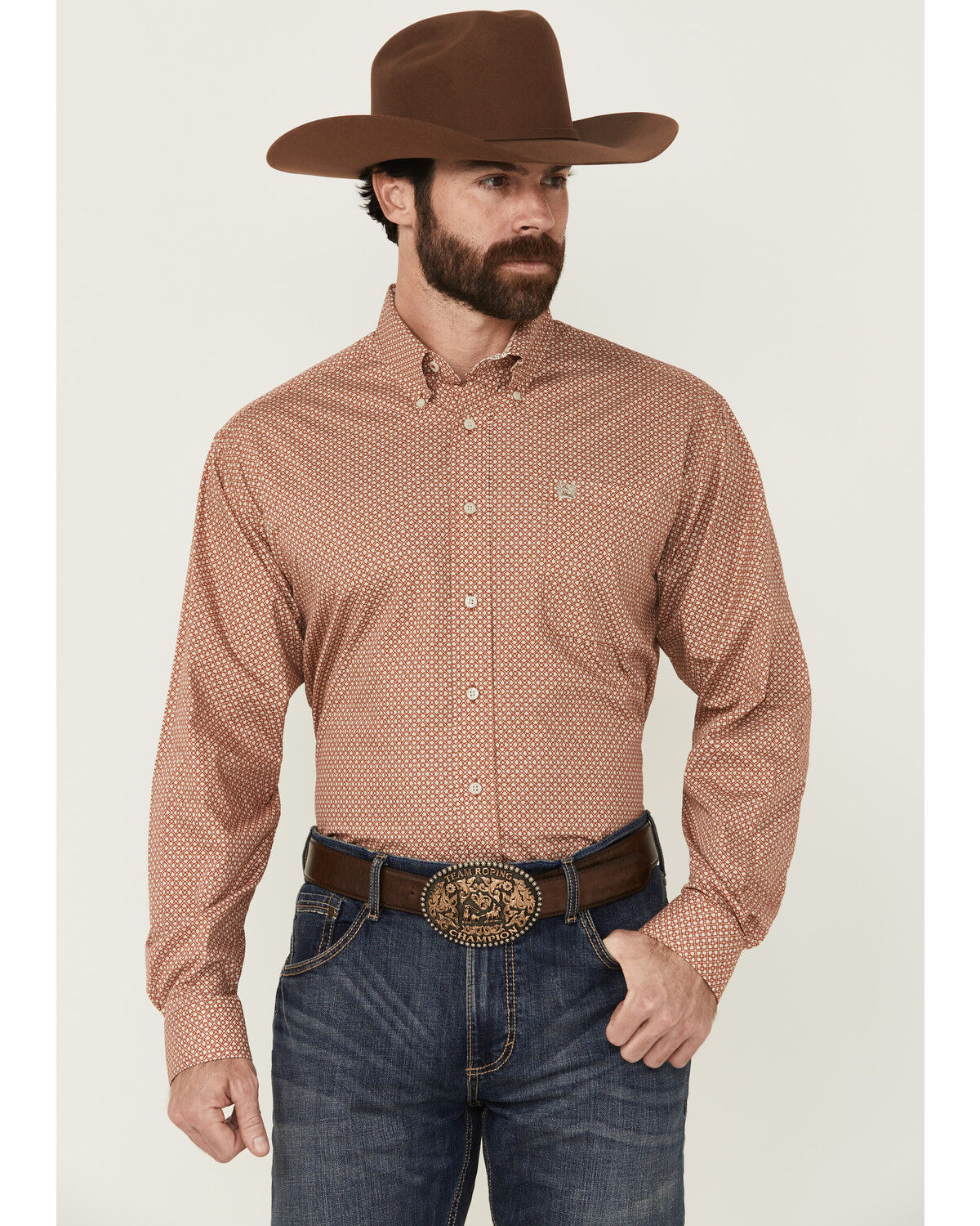 Men's Cinch Geo Print Long Sleeve Button-Down Western Shirt