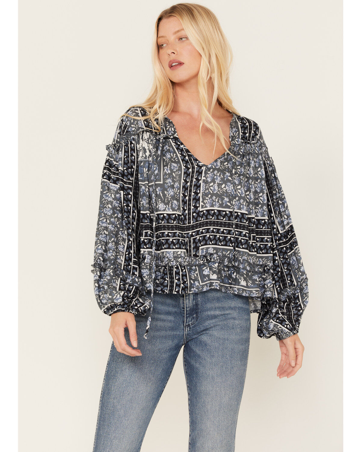 Women's Jen's Pirate Booty Roma Storm Chariot Floral Print Ruffle Top