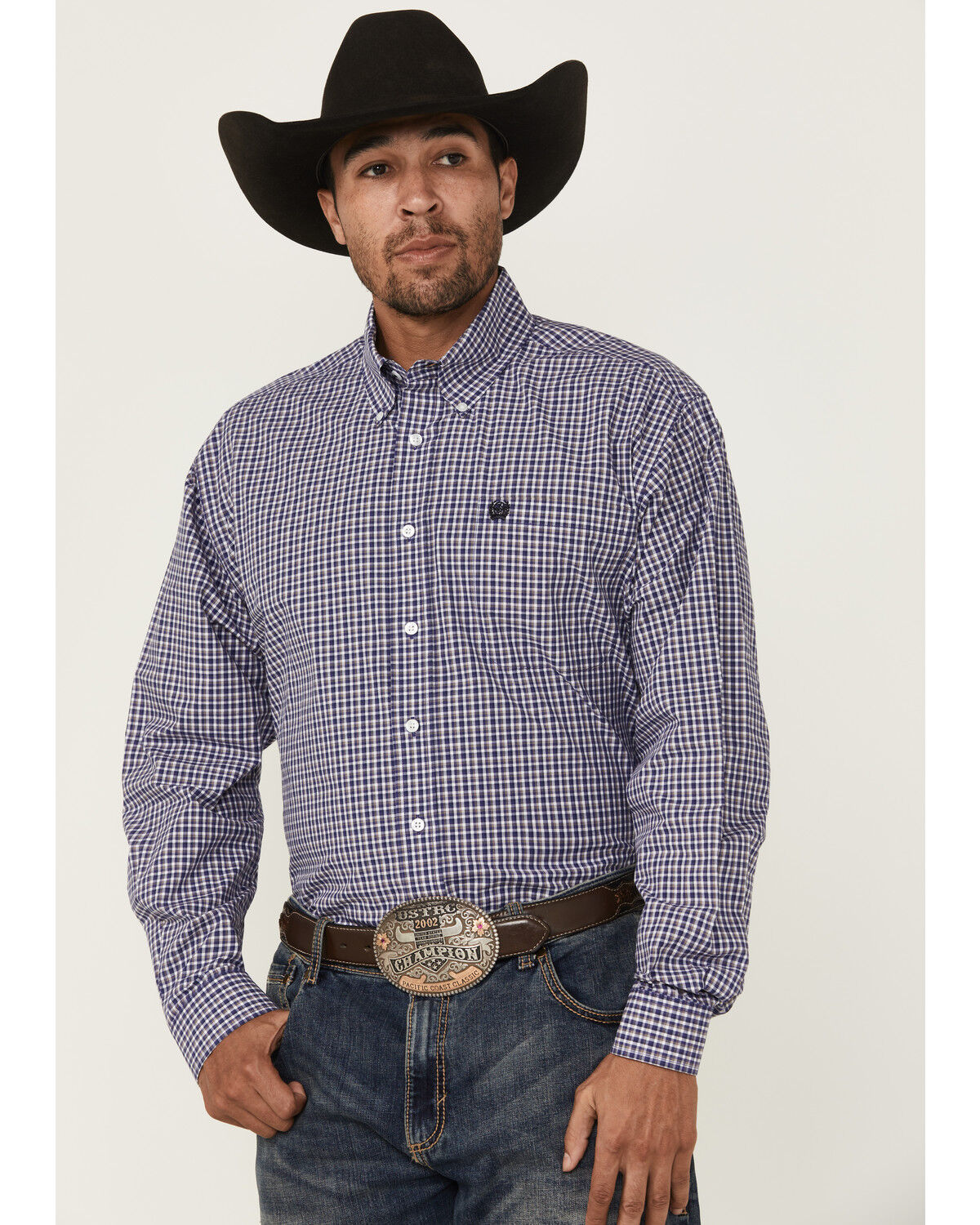 Men's Cinch Plaid Print Long Sleeve Button-Down Western Shirt