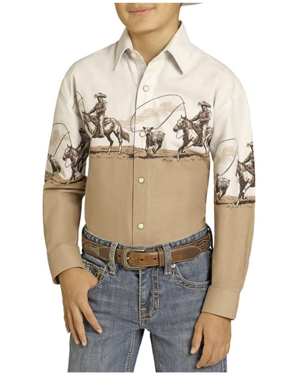 Boys' Panhandle Slim Cowboy Border Long Sleeve Snap Western Shirt