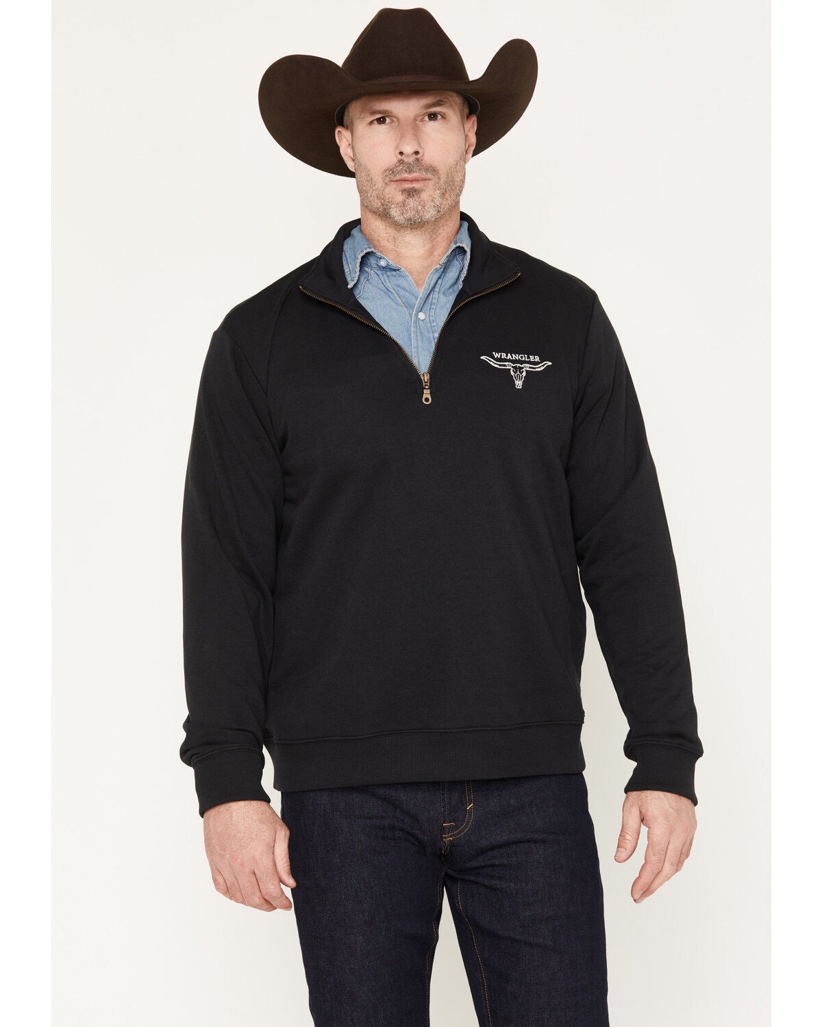 Men's Wrangler Solid Steer Head 1/4 Zip Pullover