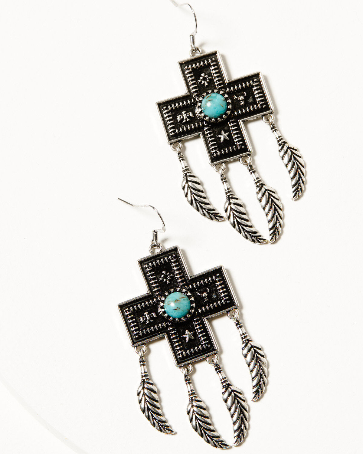 Women's Shyanne Antique Southwestern Cross Feather Earrings