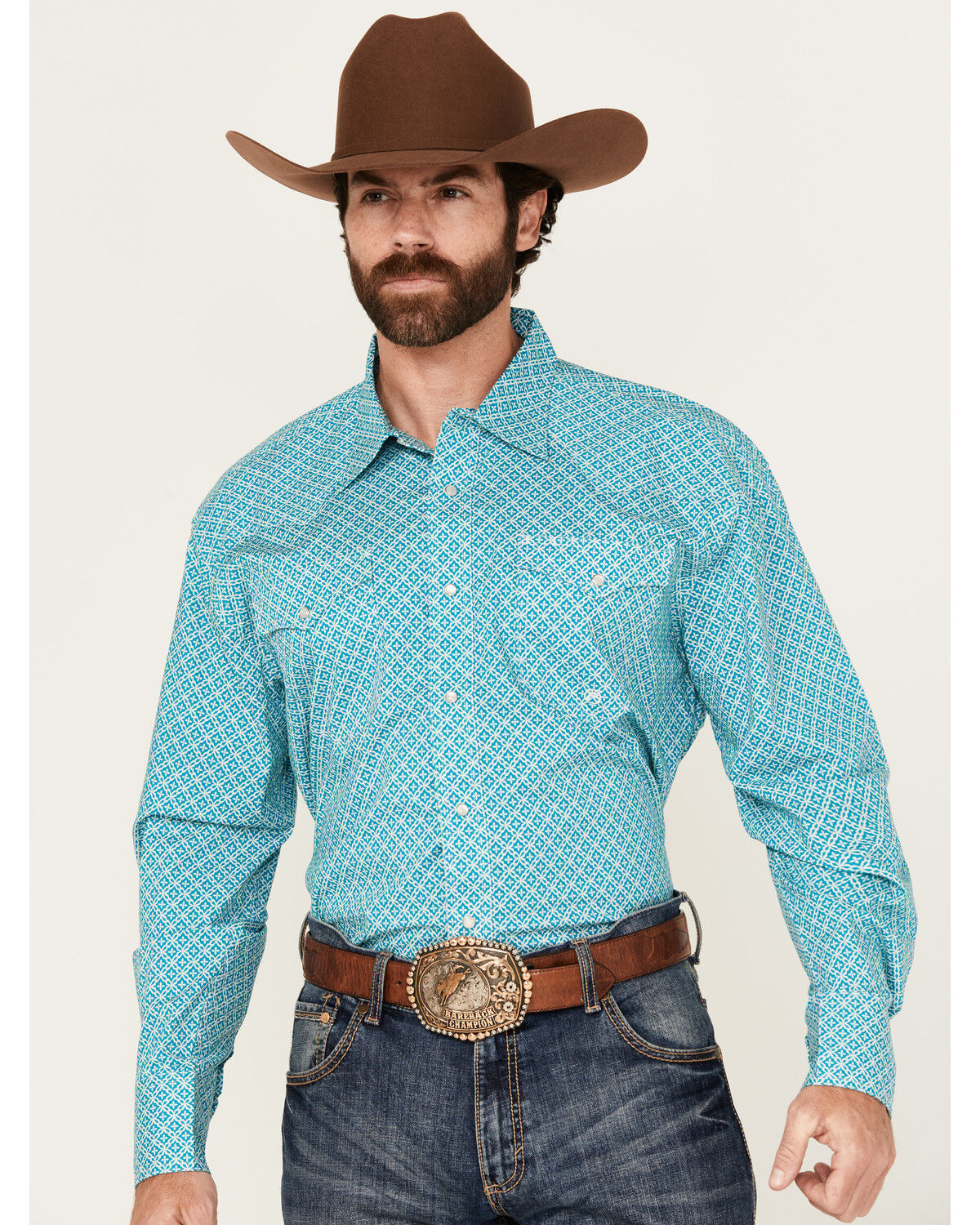 Men's Roper Amarillo Geo Print Long Sleeve Snap Stretch Western Shirt