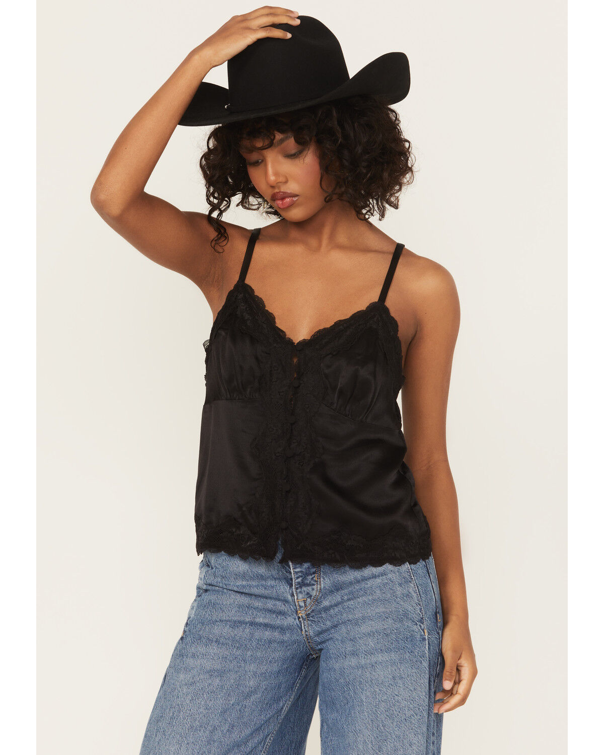 Women's Shyanne Lace Trim Satin Cami