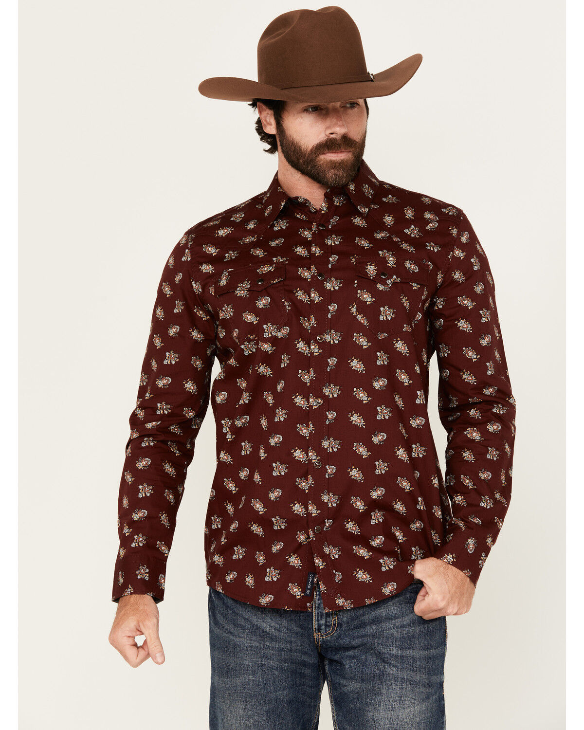Men's Moonshine Spirit Nightmare Paisley Print Long Sleeve Snap Wester