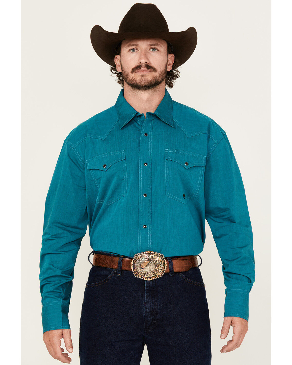 Men's Roper Amarillo Solid Long Sleeve Snap Western Shirt