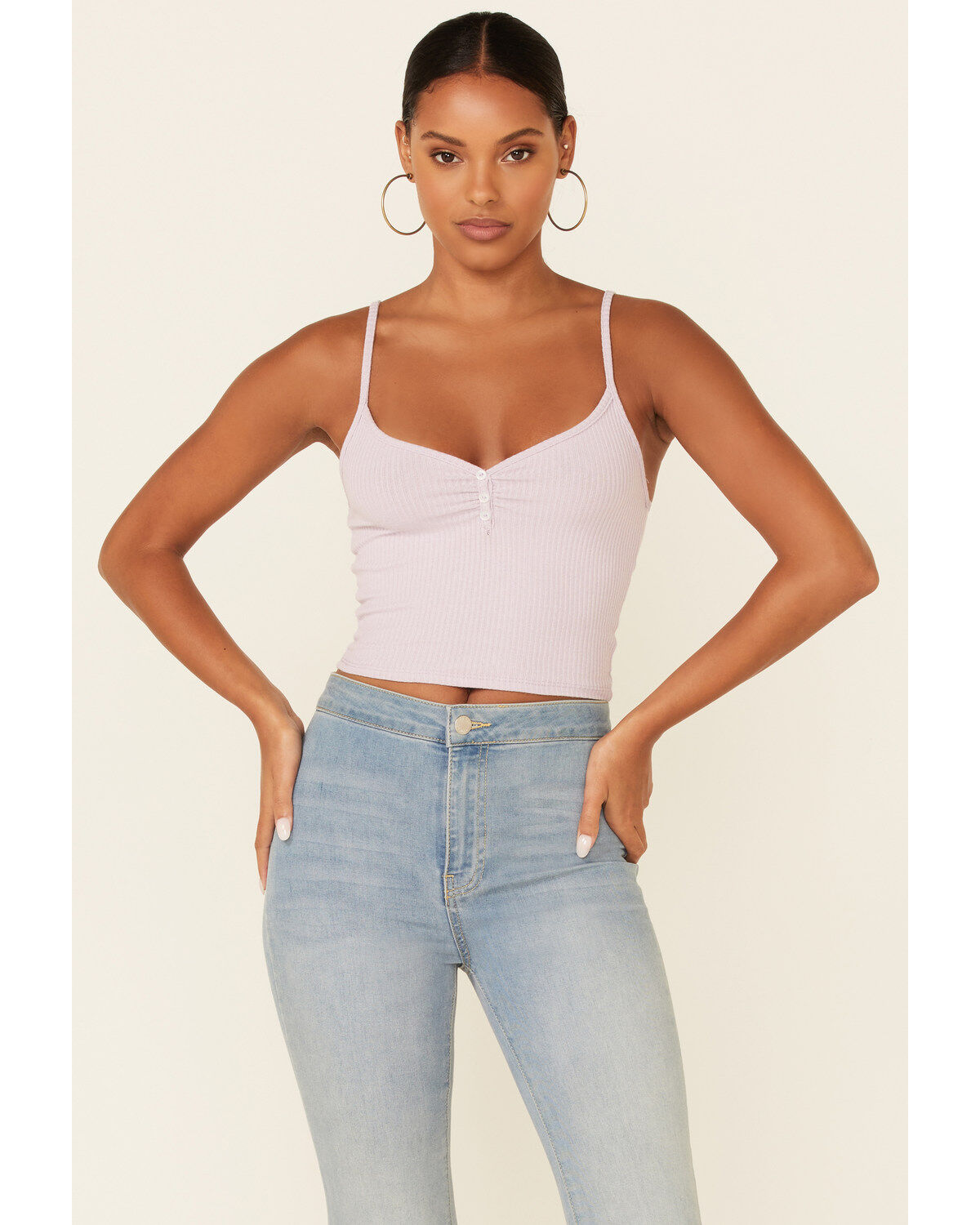 Women's Wild Moss Rib Knit V-Neck Crop Cami