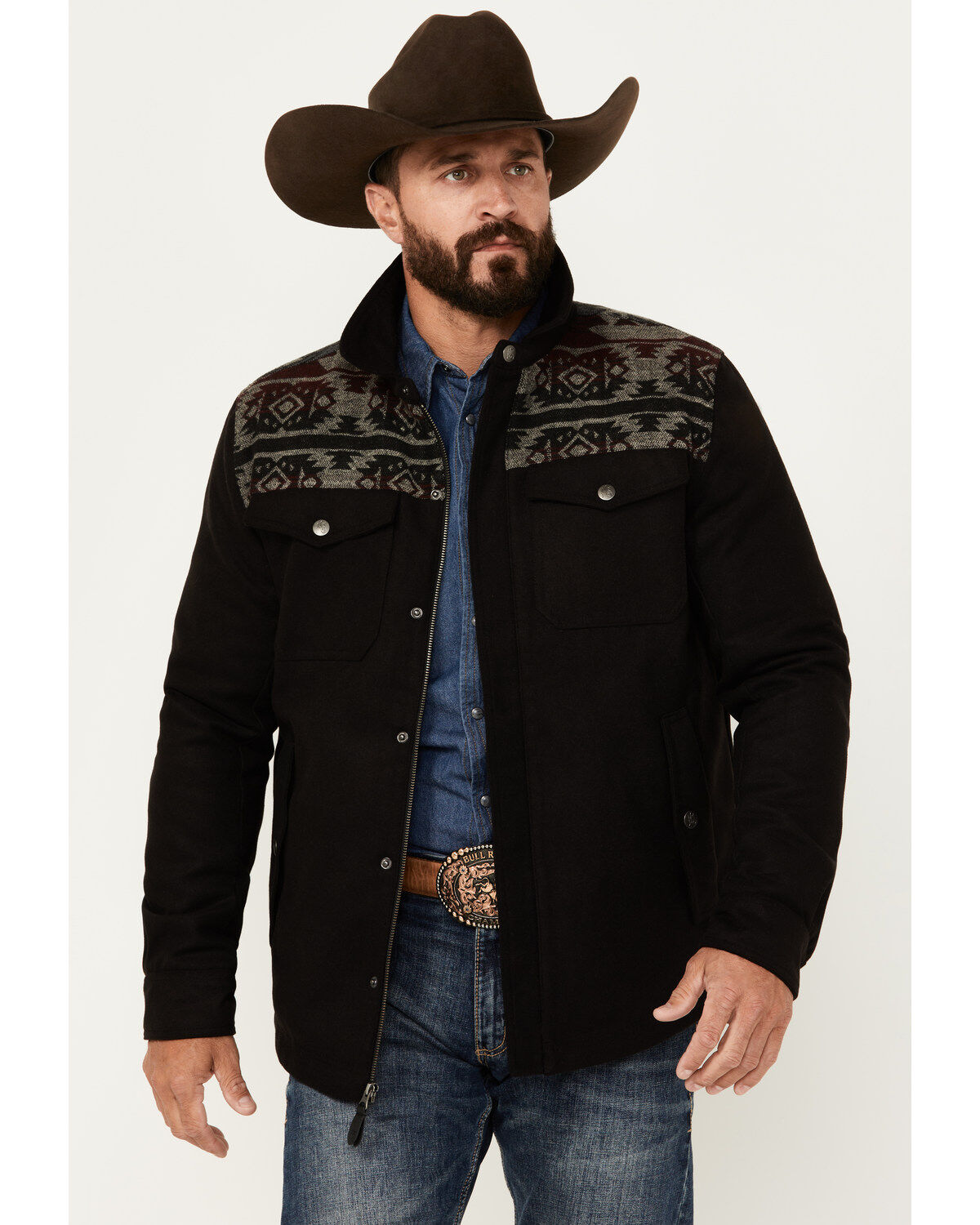 Men's Moonshine Spirit Southwestern Print Snap Trucker Jacket