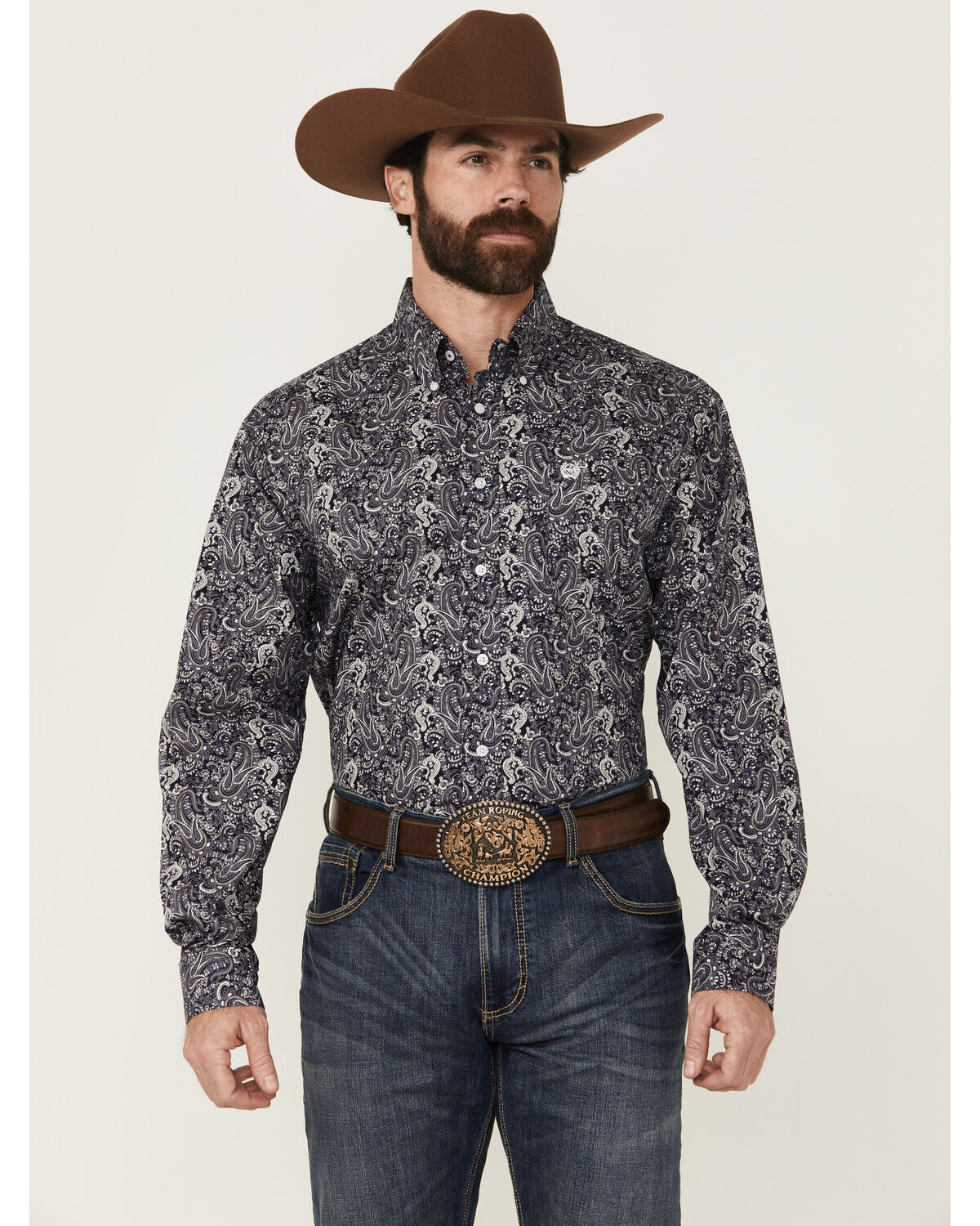 Men's Cinch Paisley Print Long Sleeve Button-Down Western Shirt - Big