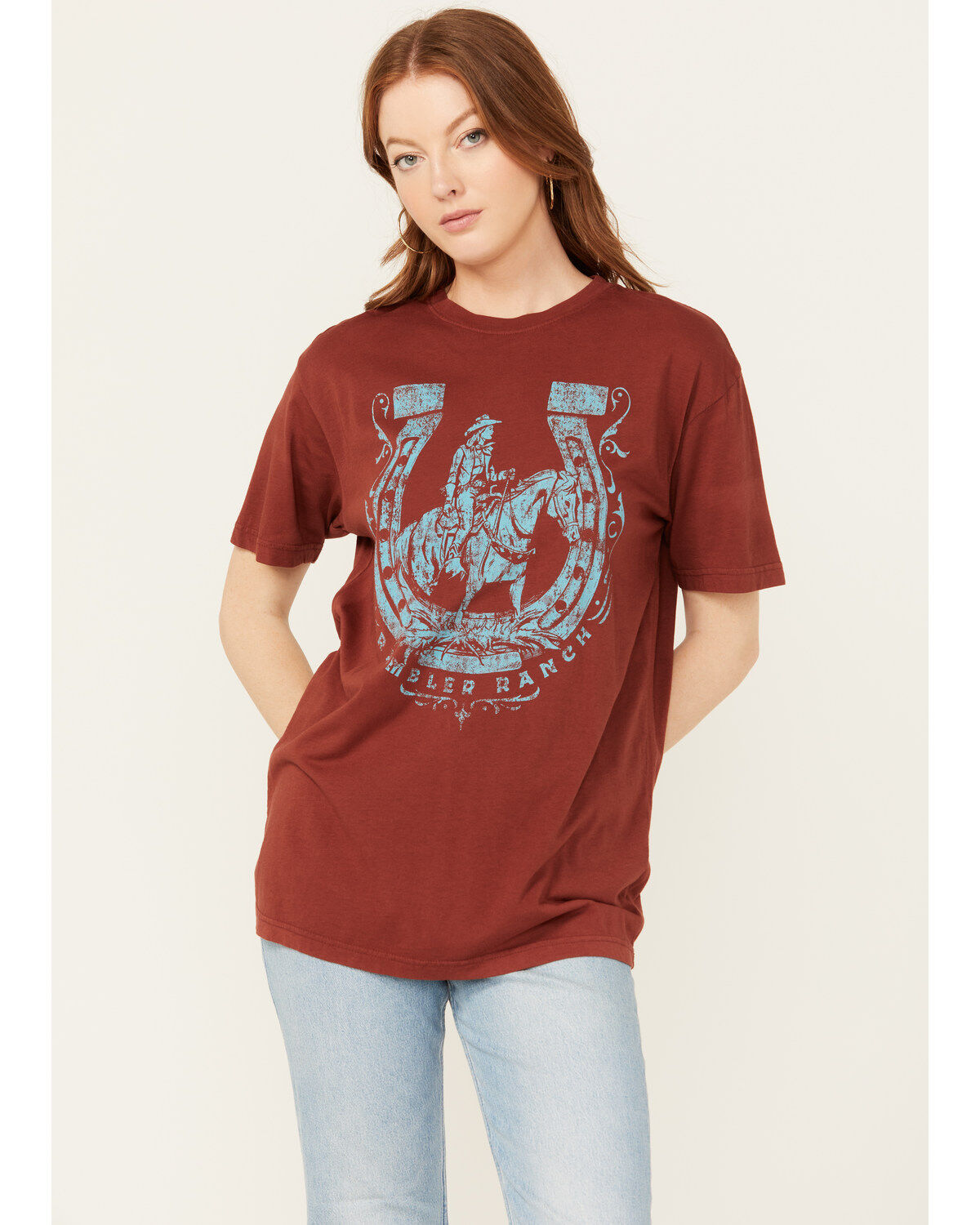 Women's American Highway Rambler Ranch Horseshoe Short Sleeve Graphic