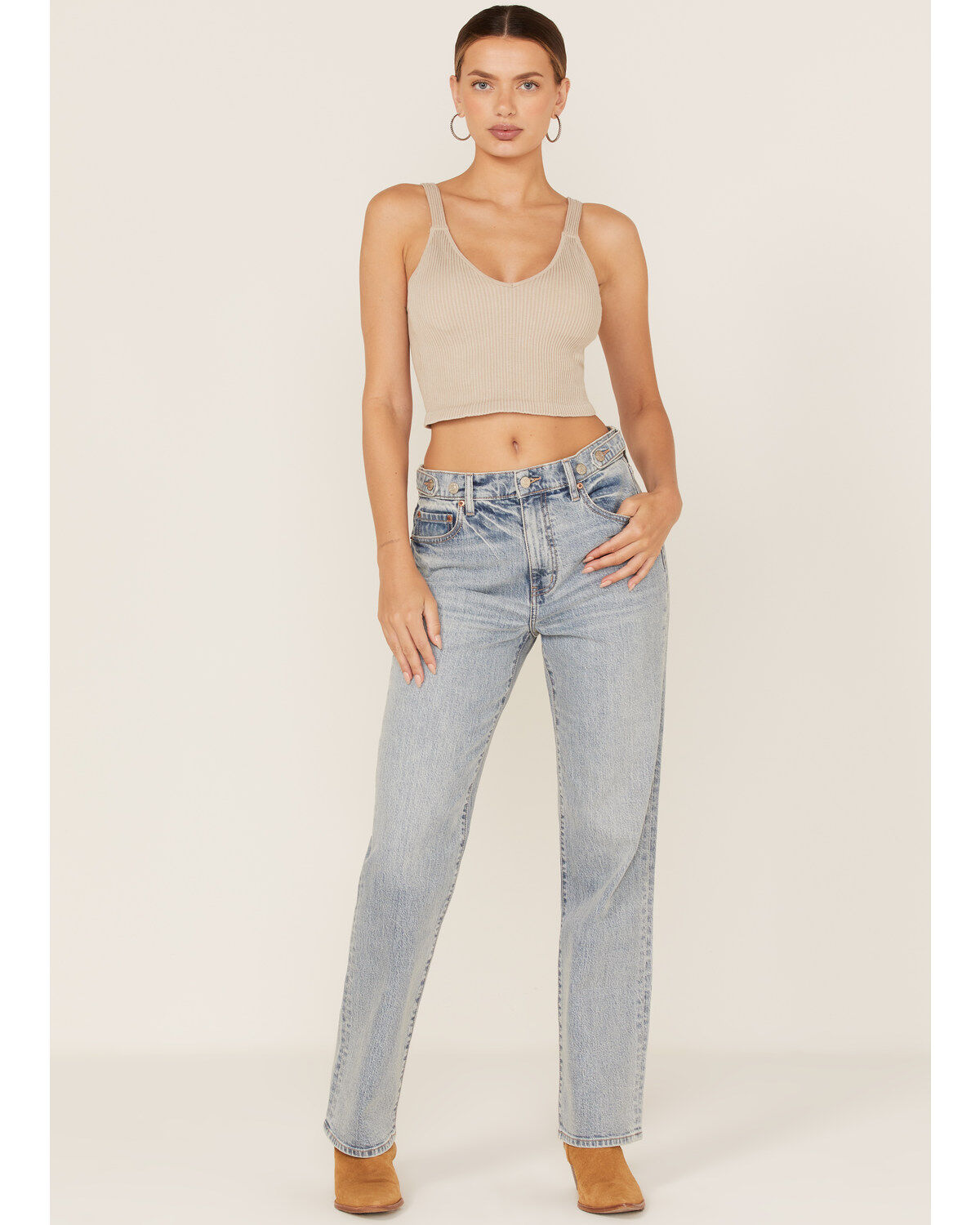 Women's Daze Medium Wash High Rise Straight Jeans