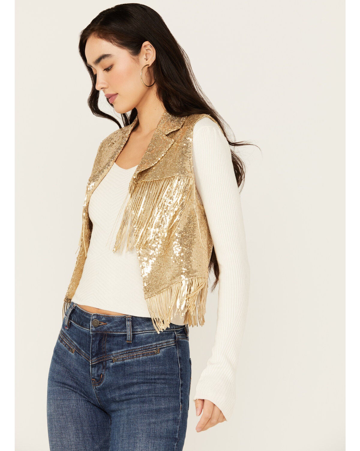 Women's Saints & Hearts Sequins Fringe Vest