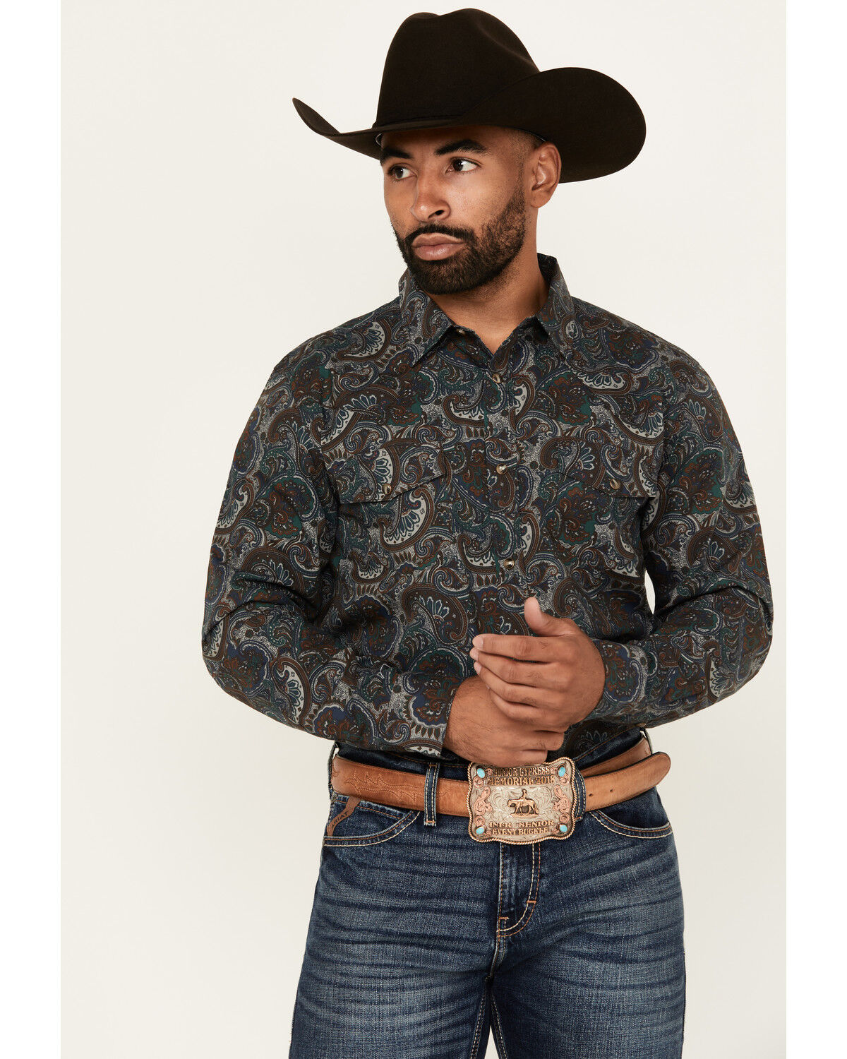 Men's Gibson Trading Co Crazy Paisley Print Long Sleeve Snap Western S