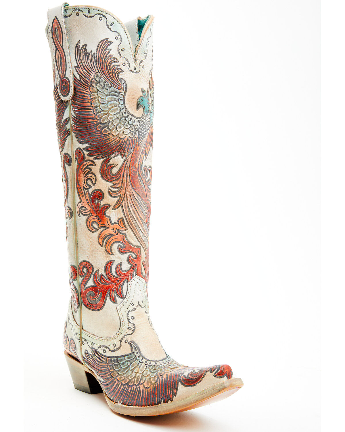 Women's Corral Fire Phoenix Hand Tooled And Painted Tall Western Boots
