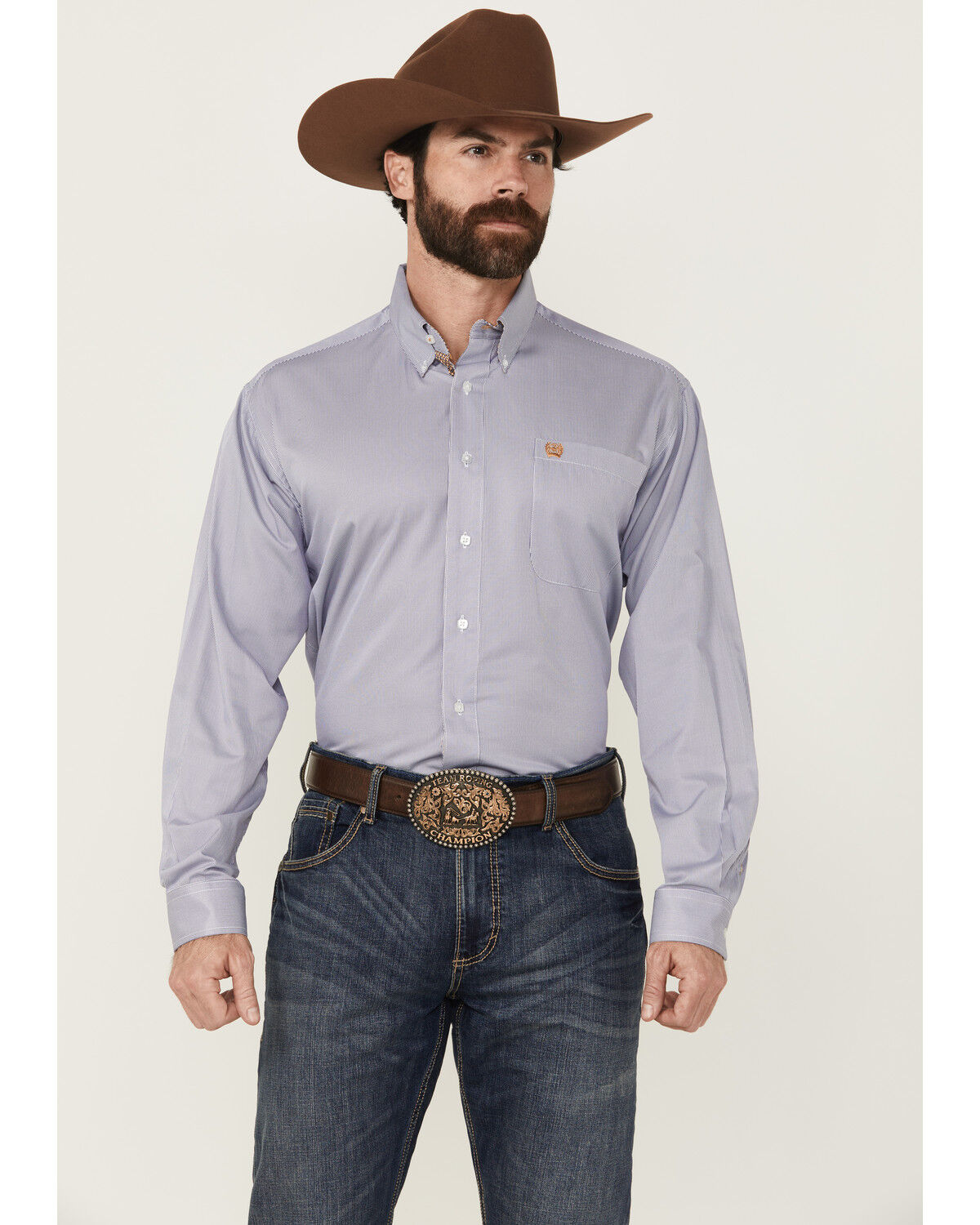 Men's Cinch Striped Print Long Sleeve Button-Down Stretch Western Shir