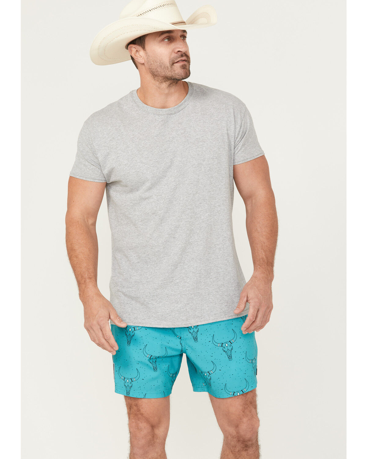 Men's Rock & Roll Denim Caribbean Long Horn Stretch Volley Shorts