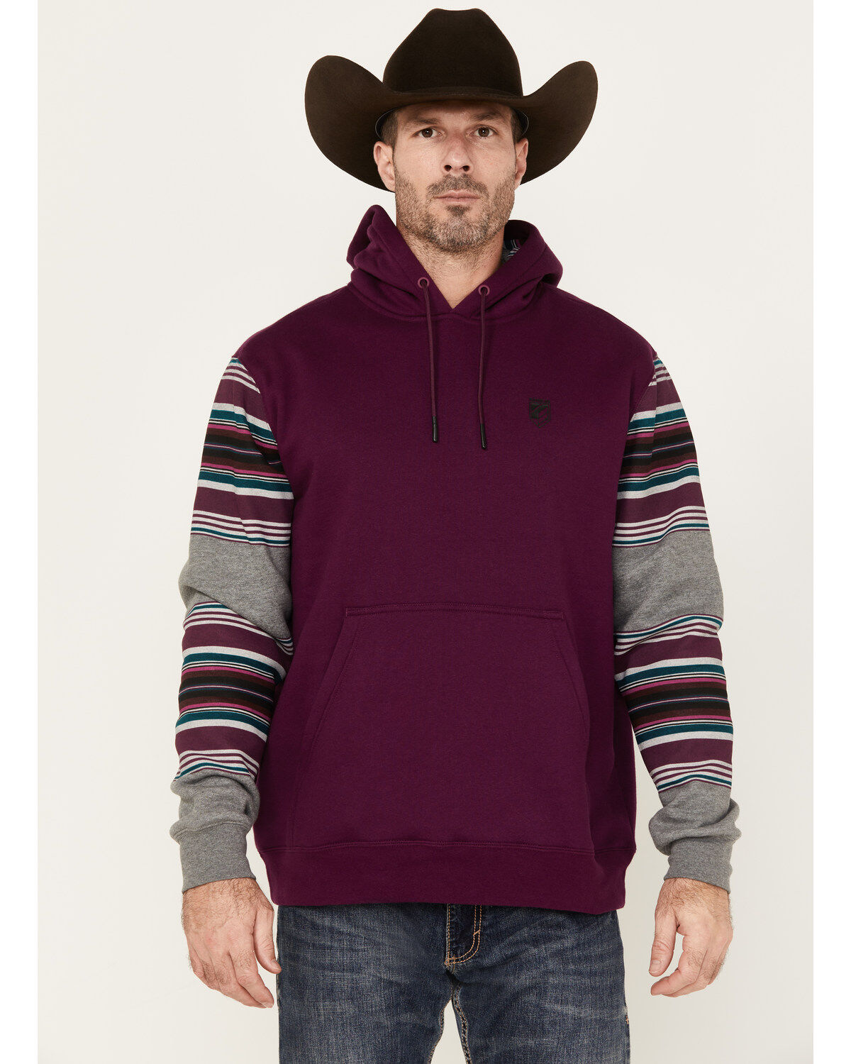 RANK 45 Renegade Striped Sleeve Hooded Sweatshirt