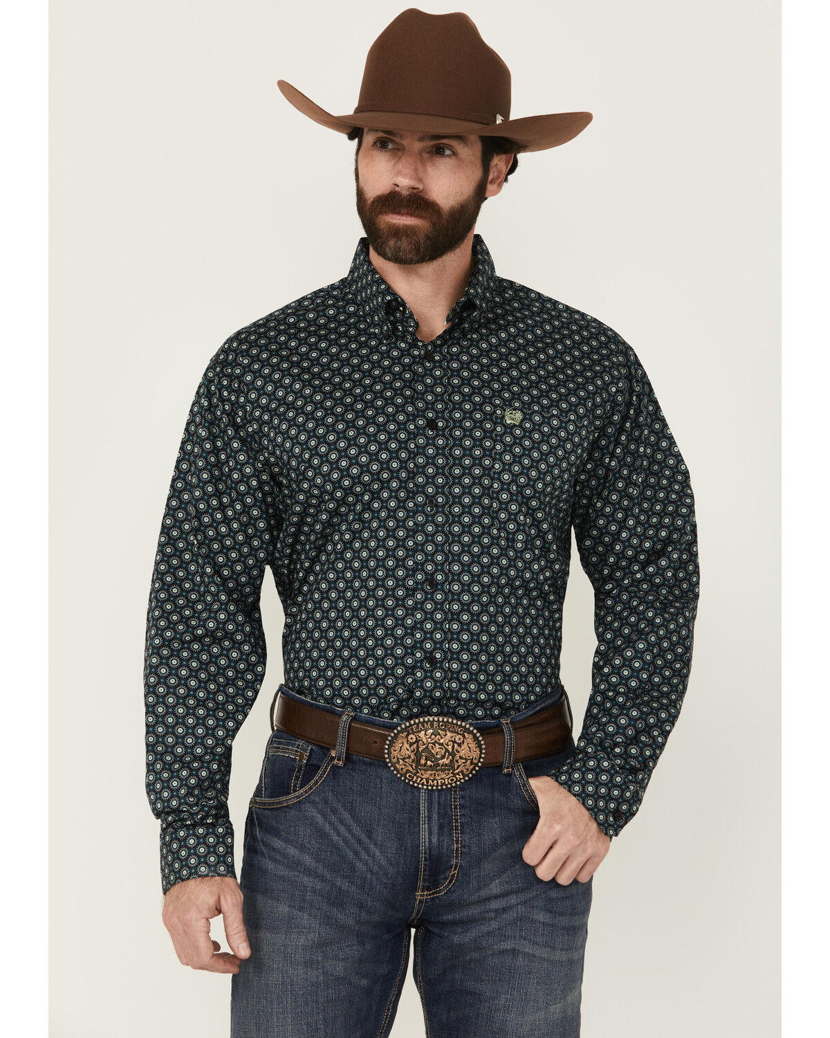 Men's Cinch Geo Print Long Sleeve Button-Down Western Shirt