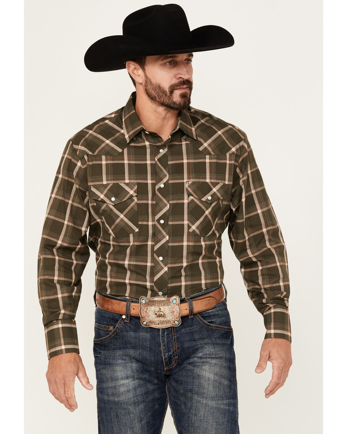 Men's Roper Plaid Print Long Sleeve Pearl Snap Western Shirt