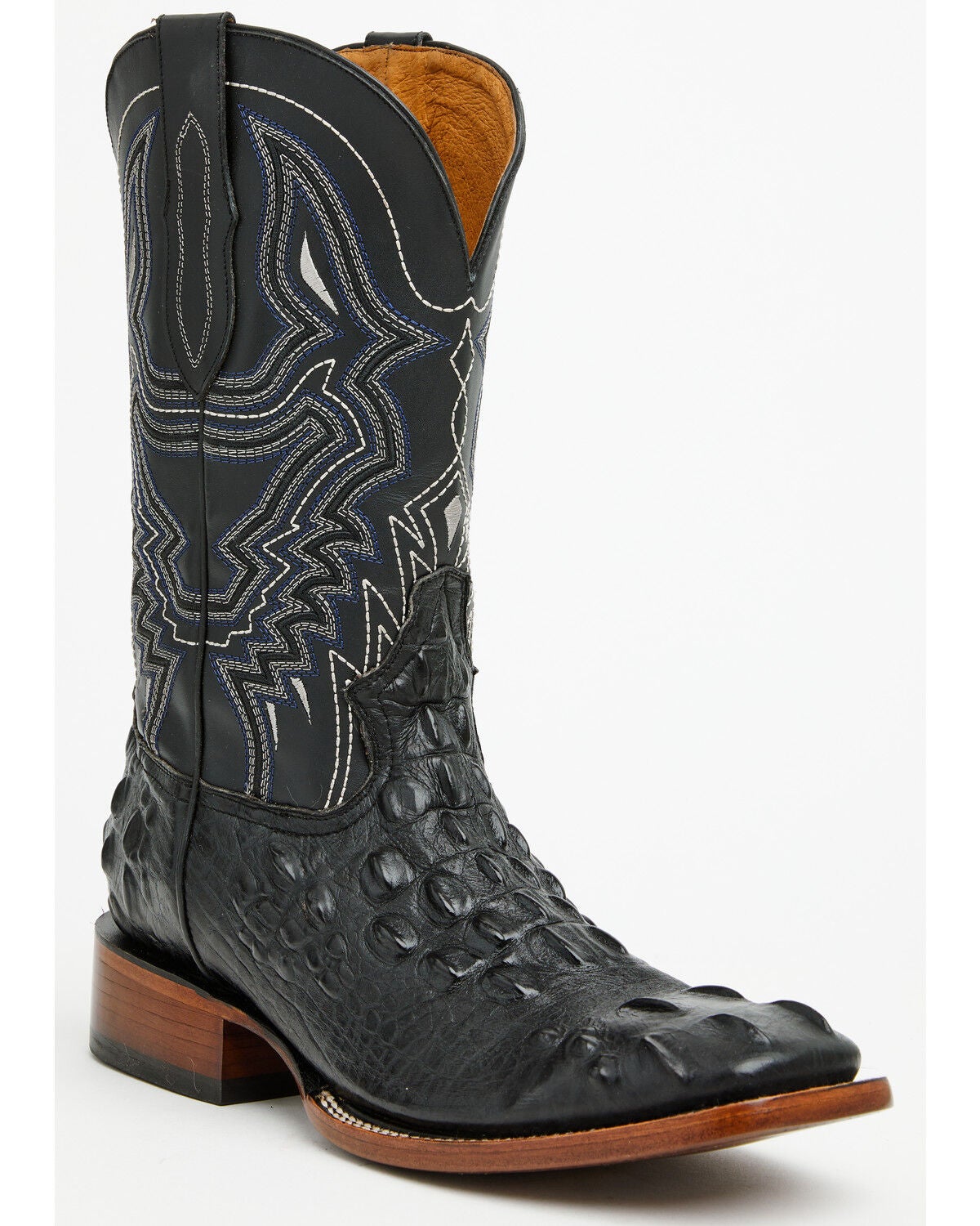 Cody James Men’s Badlands Croc Print Western Boots in Black, Size 9.5 D – Full-Grain Leather Broad Square Toe Rodeo Boot