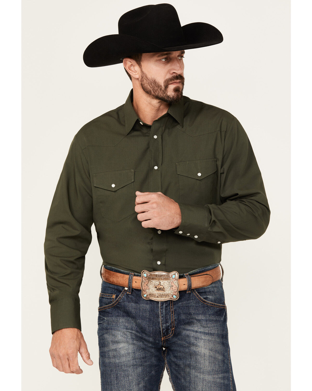 Men's Roper Solid Long Sleeve Pearl Snap Western Shirt
