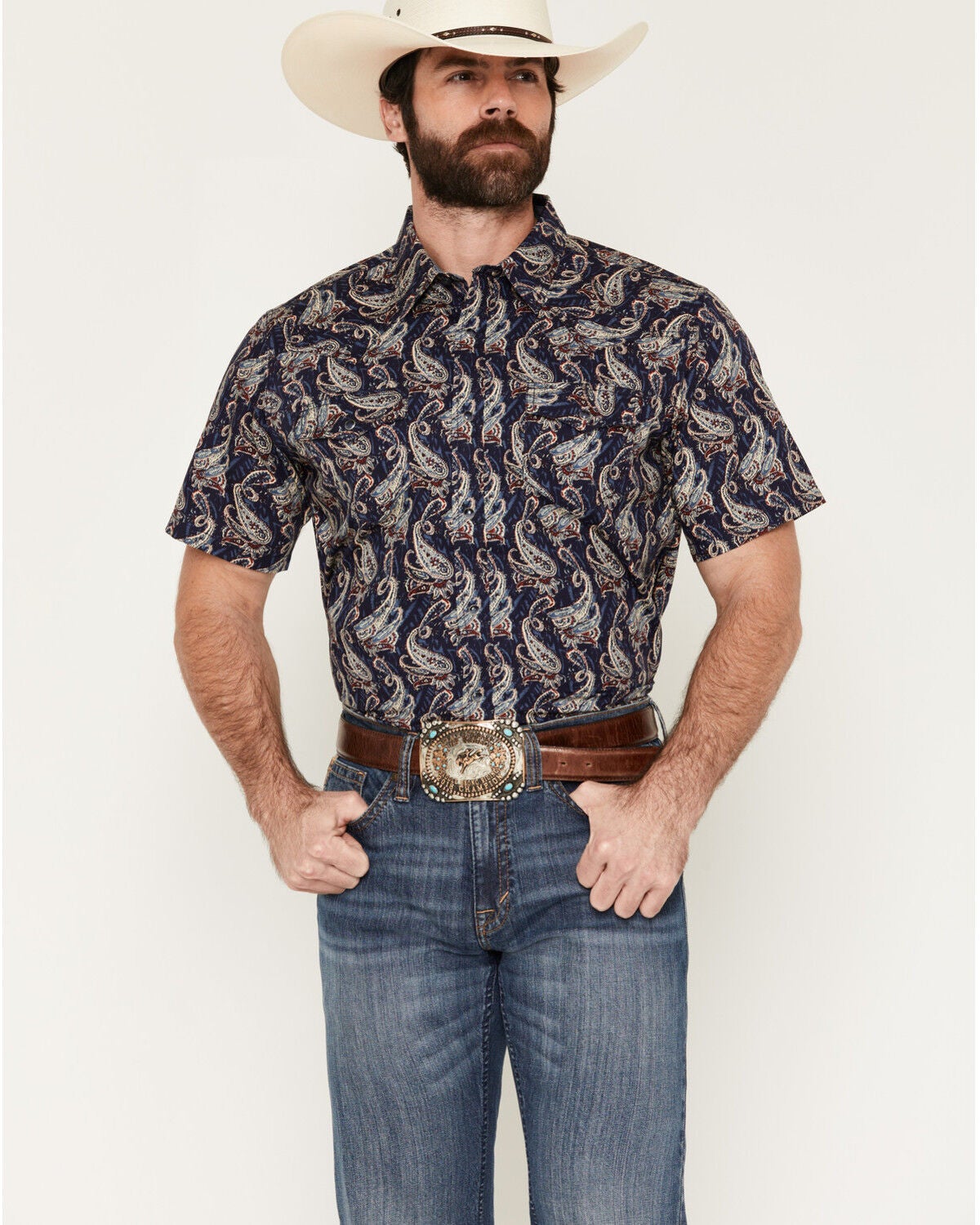 Men's Cody James Easy Livin' Paisley Print Short Sleeve Snap Western S