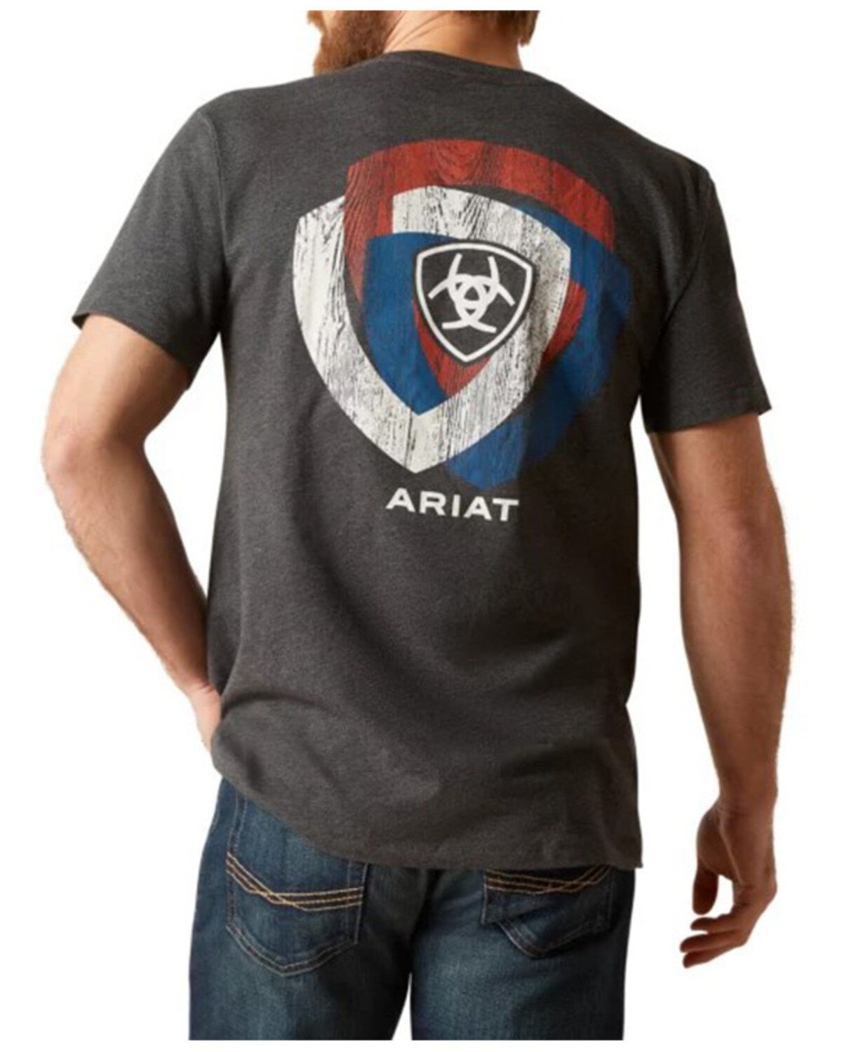 Men's Ariat Wooden Badges Logo Short Sleeve Graphic T-Shirt