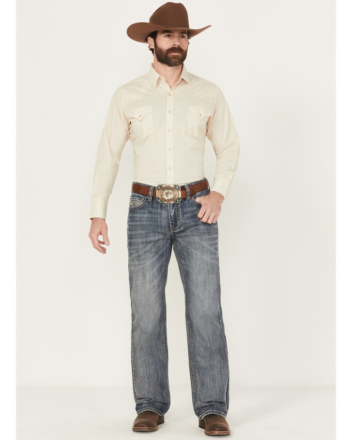 Men's Double Barrel Rock & Roll Denim Medium Wash Straight Denim Jeans