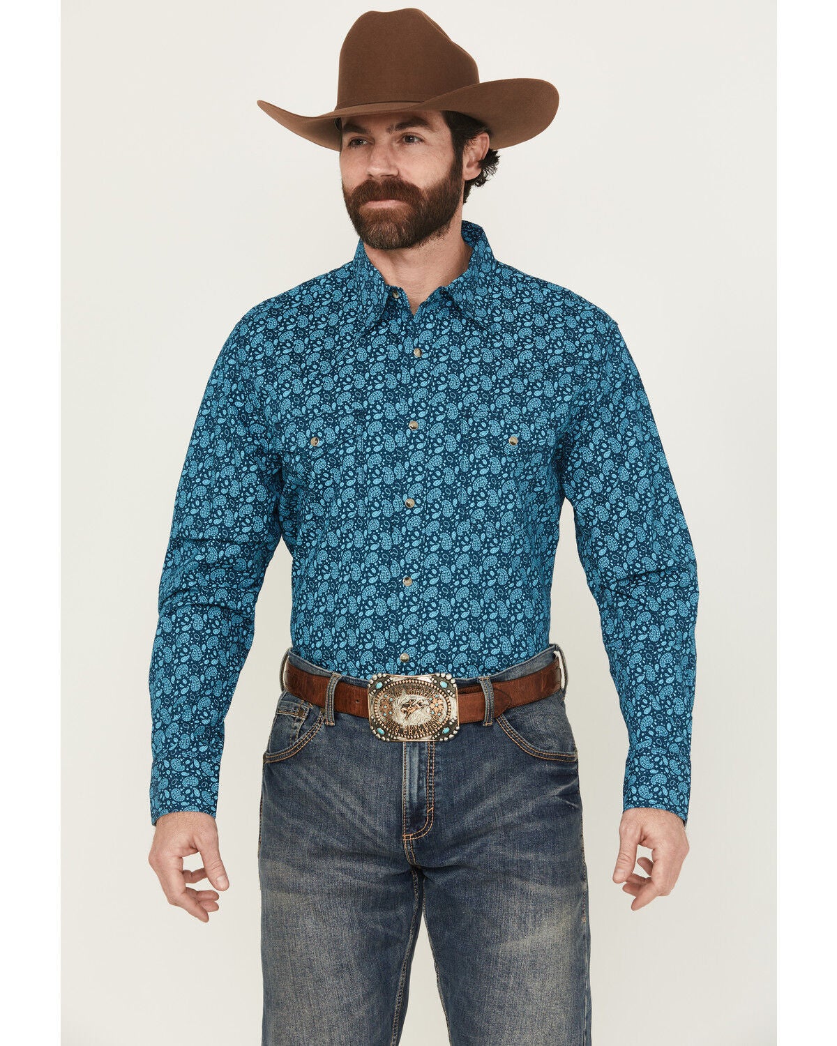 Men's Wrangler 20X Paisley Print Long Sleeve Snap Stretch Western Shir