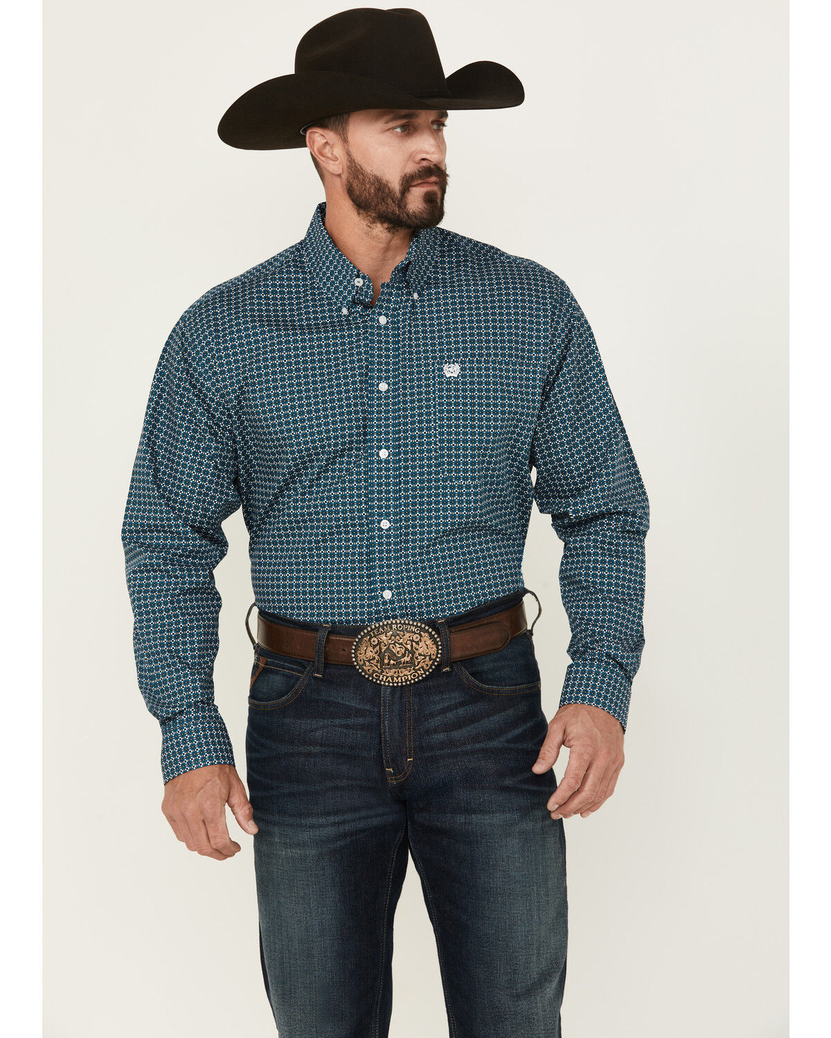 Men's Cinch Geo Print Long Sleeve Button-Down Western Shirt