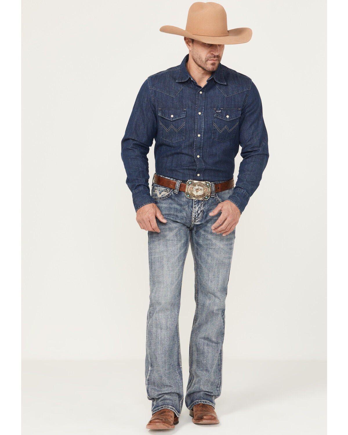 Men's Rock & Roll Denim Pistol Medium Wash Bootcut Denim Jeans