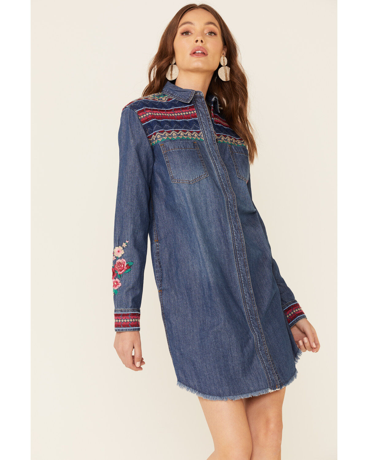 Women's Stetson Denim Southwestern Stripe Mini Dress