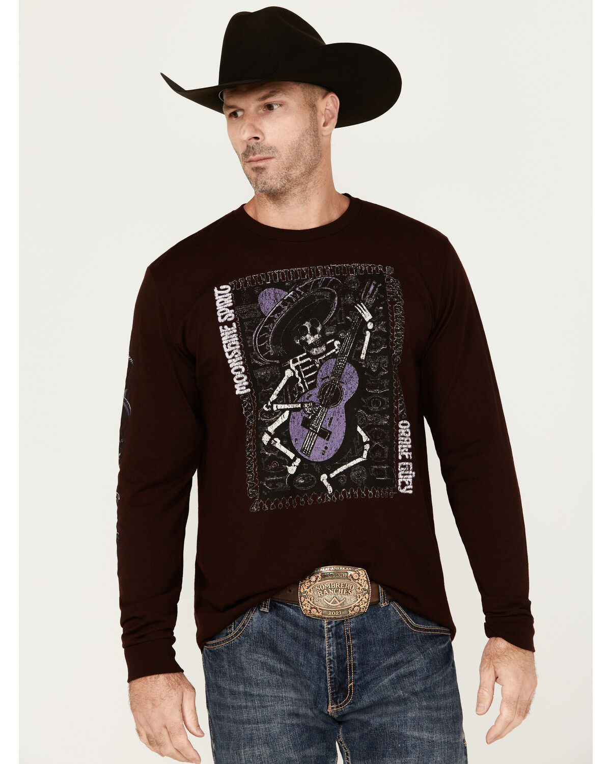 Men's Moonshine Spirit Skully Graphic Long Sleeve T-Shirt