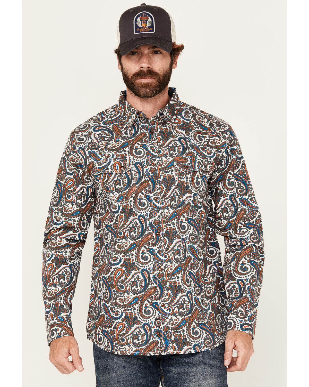 Men's Moonshine Spirit Too Country Paisley Print Long Sleeve Snap West