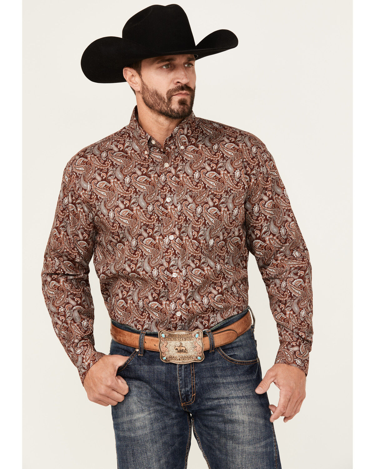 Men's Roper Amarillo Paisley Print Long Sleeve Button-Down Western Shi